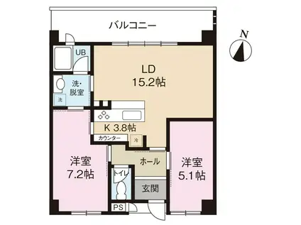 サンシャインコースト(2LDK/5階)の間取り写真