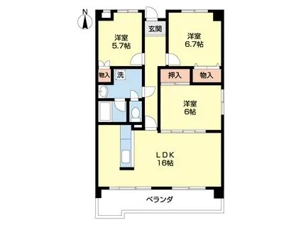 RICH&FORCE有本(3LDK/4階)の間取り写真