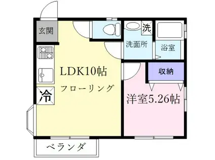 ハウス池亀11号館(1LDK/2階)の間取り写真