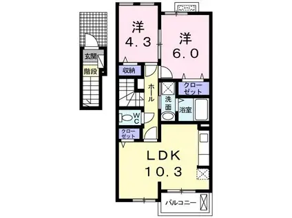 ラフレシール(2LDK/2階)の間取り写真