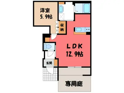 グランディールエバー(1LDK/1階)の間取り写真