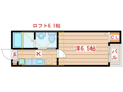 STAGE福沢町(1K/1階)の間取り写真