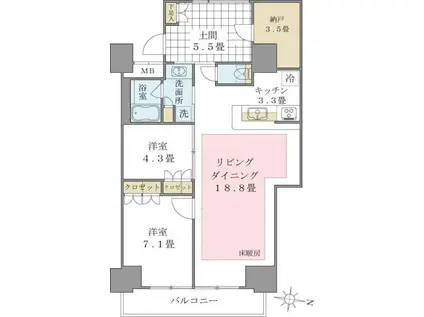 BRILLIA IST 東雲キャナルコート(2LDK/4階)の間取り写真