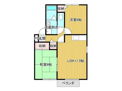 メゾンエスポワール(2LDK/2階)の間取り写真