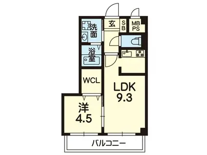RJR水前寺(1LDK/6階)の間取り写真