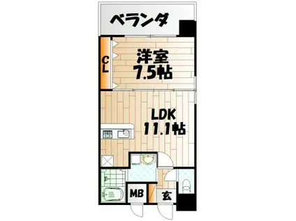 NO.65クロッシングタワーORIENT.BLD(1LDK/11階)の間取り写真