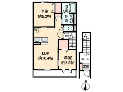 サンハイム松田C(2LDK/2階)の間取り写真