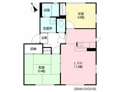 サクラージュ  C棟(2LDK/1階)の間取り写真