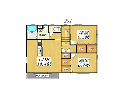 イーストパークURAWAIV(2LDK/2階)の間取り写真