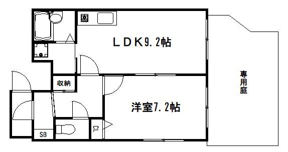 井筒ホームズ河原町(1LDK/1階)の間取り写真