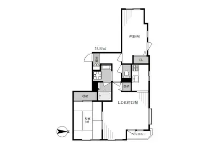 セザール第2中板橋(2LDK/3階)の間取り写真