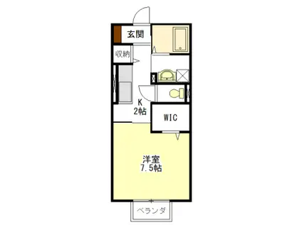 ディーシャンブル上浜町(1K/1階)の間取り写真