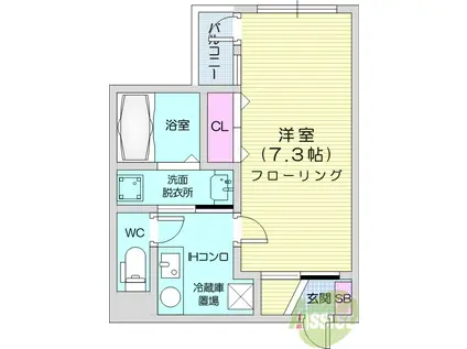 EXGRANDE長町1丁目(1K/3階)の間取り写真