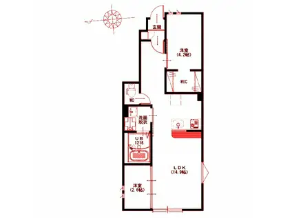 VILLEST溝のサウス(2LDK/1階)の間取り写真