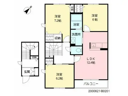 パストラル久留米B(3LDK/2階)の間取り写真