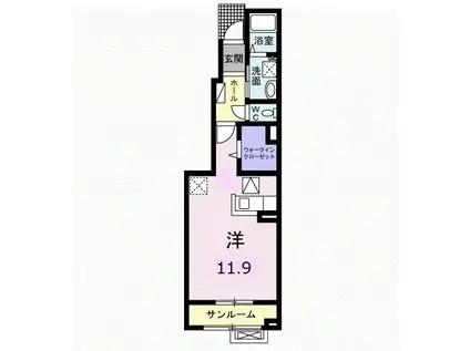サンクレスト(ワンルーム/1階)の間取り写真