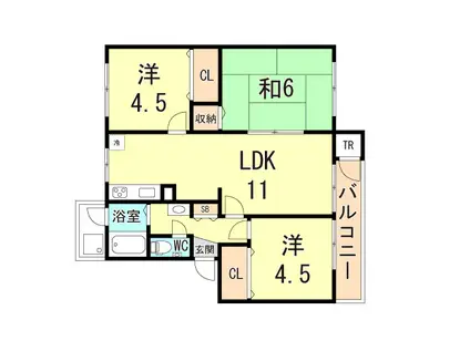 狩口台38号棟(3LDK/5階)の間取り写真