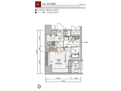 メインステージ北千住II(1K/12階)の間取り写真