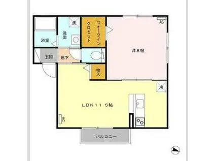 サンオータK-II(1LDK/2階)の間取り写真