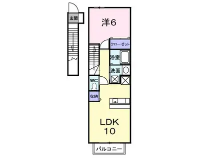 サンレミ葛原B棟(1LDK/2階)の間取り写真