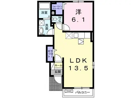 カミレA(1LDK/1階)の間取り写真