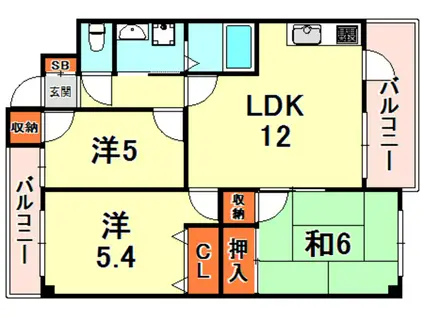 メゾン・ド・グレース(3LDK/4階)の間取り写真