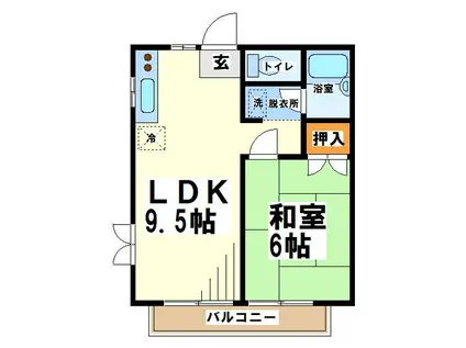 グレンアミニティーII(1LDK/2階)の間取り写真