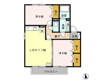 ルミエールB(2LDK/2階)の間取り写真