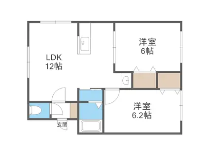 ルピナス花川(2LDK/2階)の間取り写真