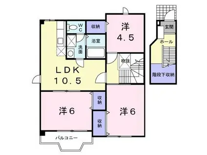 ヴィラグランブルー A(3LDK/2階)の間取り写真