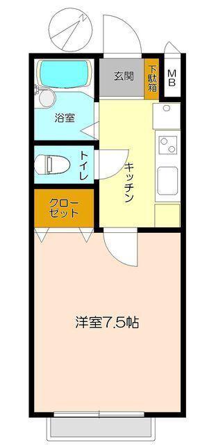 マルテーコート清水町(1K/2階)の間取り写真