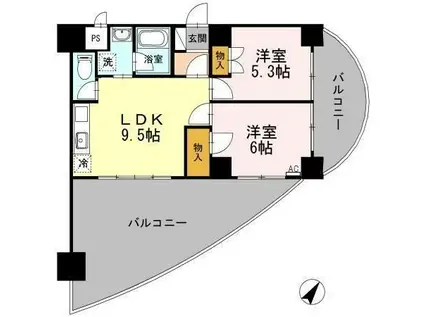 ダイヤヒルズ島瀬(2DK/3階)の間取り写真