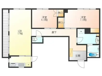 シノン原町(2LDK/3階)の間取り写真