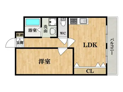 カサ・プリマヴェーラ(1LDK/1階)の間取り写真