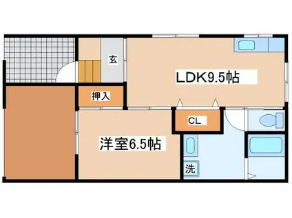 サンマリン王居殿(1LDK/1階)の間取り写真