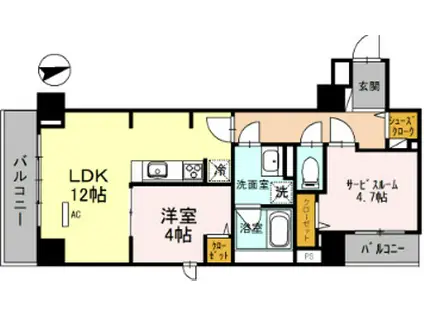 パークフラッツ安堂寺(2LDK/5階)の間取り写真
