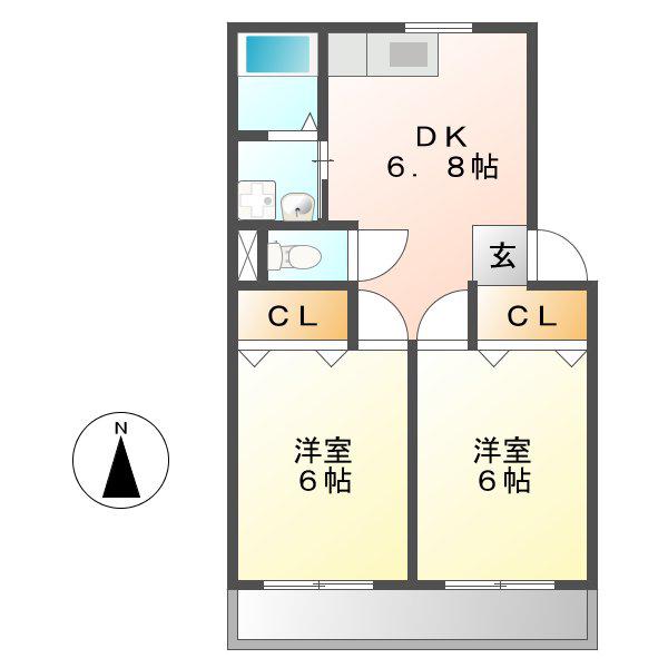 第1高杉マンション(2DK/4階)の間取り写真