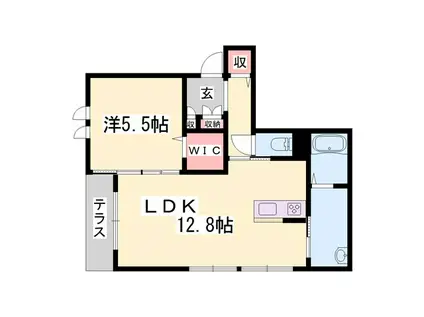 リメインらかん W棟(1LDK/2階)の間取り写真