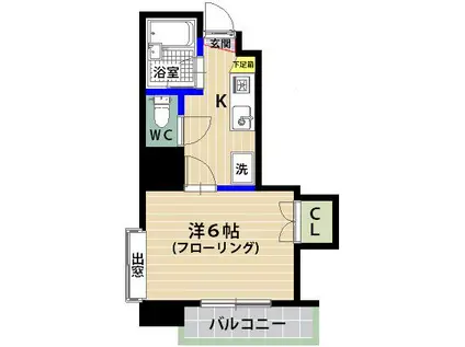 西鉄貝塚線 西鉄香椎駅 徒歩4分 8階建 築34年(1K/5階)の間取り写真