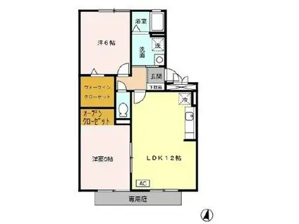 ロイヤルステージタウン鳥栖(2LDK/2階)の間取り写真