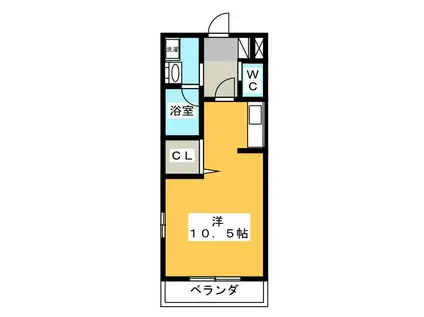 アヴェニール美術館前(ワンルーム/2階)の間取り写真