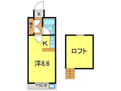 ルートヒルⅣ(ワンルーム/2階)の間取り写真
