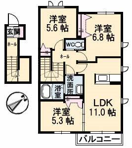 グリーンクレスト(3LDK/1階)の間取り写真