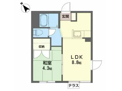 リオ・セレッソA(1LDK/1階)の間取り写真