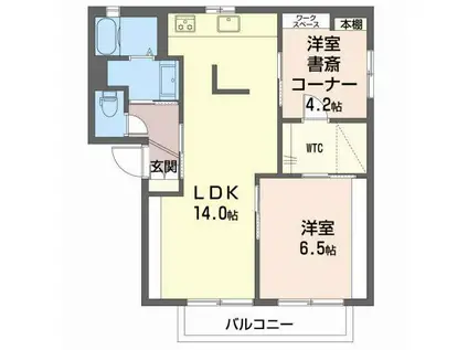 ルネッサ A・B棟(2LDK/2階)の間取り写真