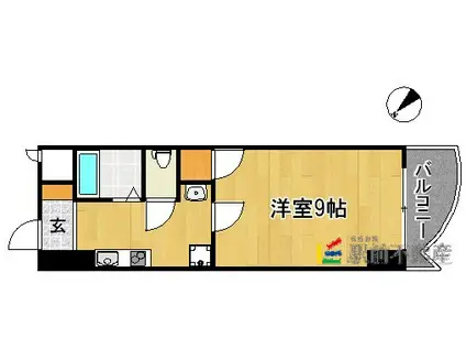 ロイヤル渡辺通 154(1K/14階)の間取り写真