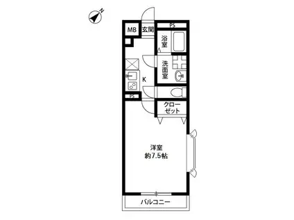 アンプルールフェール東浅川(1K/2階)の間取り写真