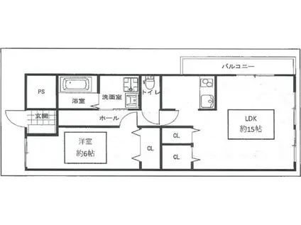 グランツ野里(1LDK/3階)の間取り写真