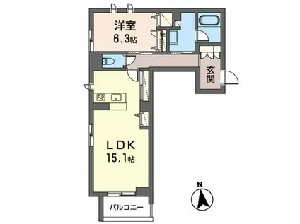 メゾンマスト富沢(1LDK/2階)の間取り写真