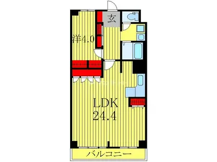 コープ野村北柏(1LDK/3階)の間取り写真